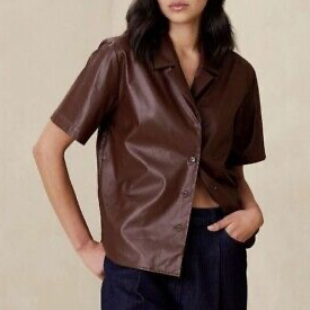 Banana Republic Vegan Leather blouse
